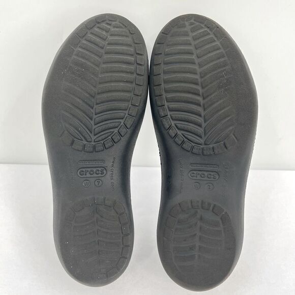 Crocs Kadee Black Cut Out Slip On Ballet Flat Shoes Women's Size 7 - Picture 7 of 9